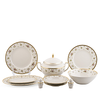 Сервиз столовый 6пер 26пр с супником c салатниками Constanza Creme Primavera Gold