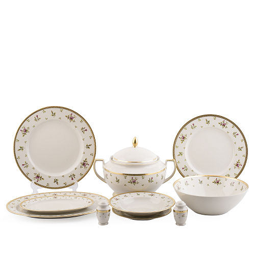 Сервиз столовый 6пер 26пр с супником c салатниками Constanza Creme Primavera Gold