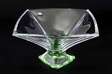 Фруктовница 32,5см Quadro зеленая ножка Crystalite Bohemia