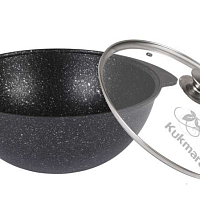 Казан для плова 4,5л со стек. крышкой Темный мрамор Кукмара