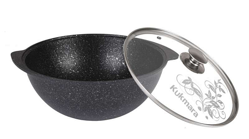 Казан для плова 4,5л со стек. крышкой Темный мрамор Кукмара