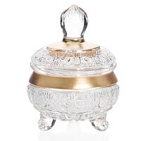 Конфетница 10.5см с крышкой хрусталь с золотом Снежинка Crystal HeArt