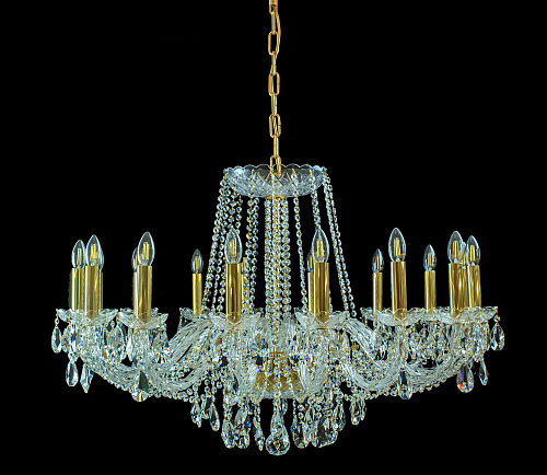 Люстра 16 рожковая золотые плафоны Люстра 16 рожковая золотые плафоны