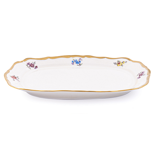 Поднос 21см квадратный Мейсенский цветок Слоновая кость Аристократ 