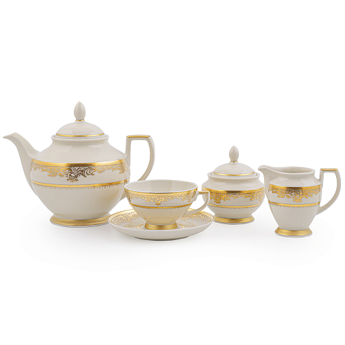 Сервиз чайный 6пер 15пр Creme Gold 9077 Falkenporzellan