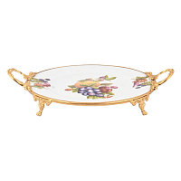 Поднос на ножках 42*31*6,5см с ручками Фрукты золото Paniz  