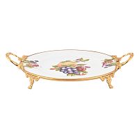 Поднос на ножках 42*31*6,5см с ручками Фрукты золото Paniz  