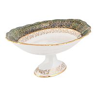 Блюдо для хлеба 35см на ножке Зеленый лист Queen's Crown