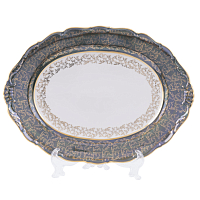 Блюдо овальное 36см Зеленый лист Queen's Crown