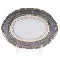 Блюдо овальное 36см Зеленый лист Queen's Crown