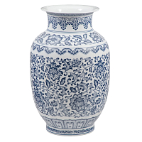 Ваза матовая овальная 33см  Blue & White