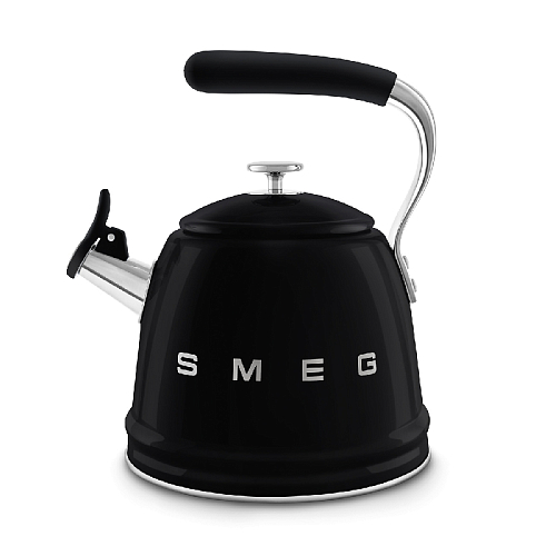 Чайник со свистком 2,3л Smeg черный Стиль 50-х гг
