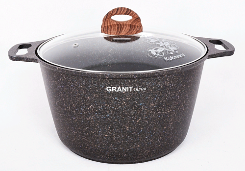 Кастрюля 8л со стекл. крышкой Granit ultra Blue Kukmara
