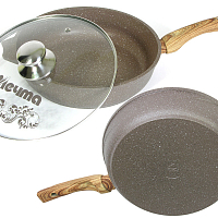 Сковорода 22см с ручкой и стек крышкой Гранит Brown Мечта