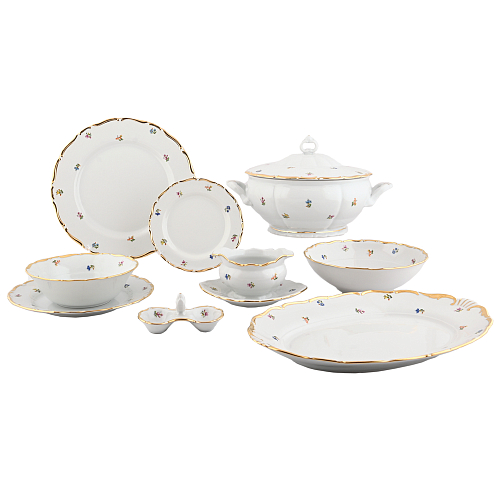 Сервиз столовый 6пр 25пр с салат-ми Мелкие цветы широкая кайма Jeremy