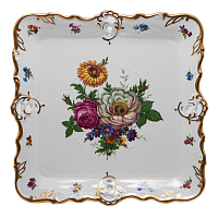 Поднос 32см квадратный без ножки Мейсенский букет Queen's Crown 