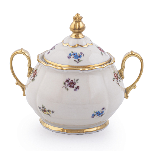 Сахарница Мейсенский цветок Слоновая кость Аристократ Queen's Crown