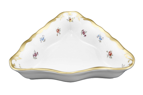 Салатник 22см треугольный Мейсенский цветок  Салатник 22см треугольный Мейсенский цветок