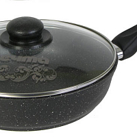 Сковорода 28см с ручкой и стек крышкой Гранит Black Мечта