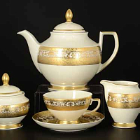 Сервиз чайный 6пер 15пр Constanza Cream Royal Gold Falkenporzellan