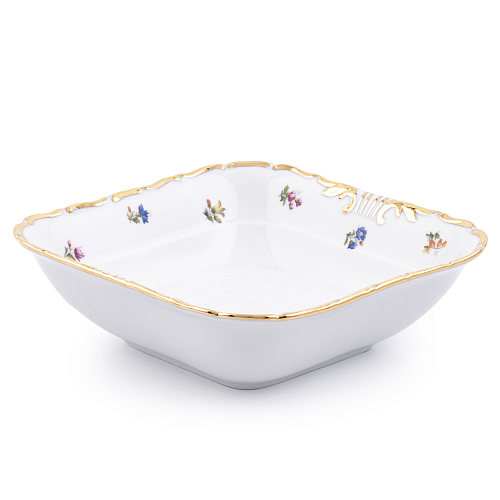 Салатник 19см квадратный 1шт Мелкие цветы Широкая кайма