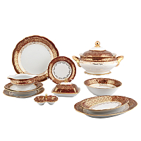 Сервиз столовый 6пер 27пр с супником с тарелками 23 Красный лист Queen's Crown