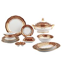 Сервиз столовый 6пер 27пр с супником с тарелками 23 Красный лист Queen's Crown