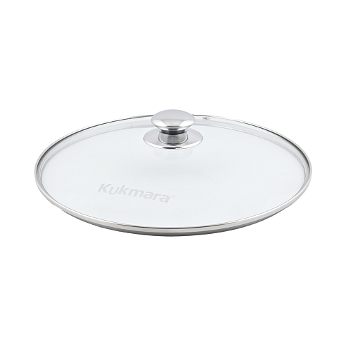 Крышка стеклянная 30см с ободком и ручкой из нерж. стали Кукмара