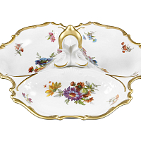 Кабаретница 24см 3секции Мейсенский букет Queen's Crown