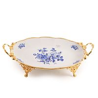 Блюдо овальное 45*28*10см Синие розы Paniz