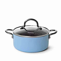 Кастрюля 18*8см 1,8л с крышкой Голубой (алюминий) MINI CHEF Fissman