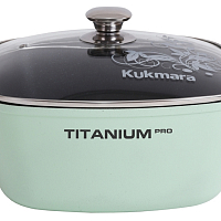 Кастрюля 6,5л 26см квадратная со стекл.крышкой Titanium Pro Green