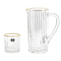 Набор 7пр графин и стаканы Золотая полоса Timeless Golden Rim AS Crystal