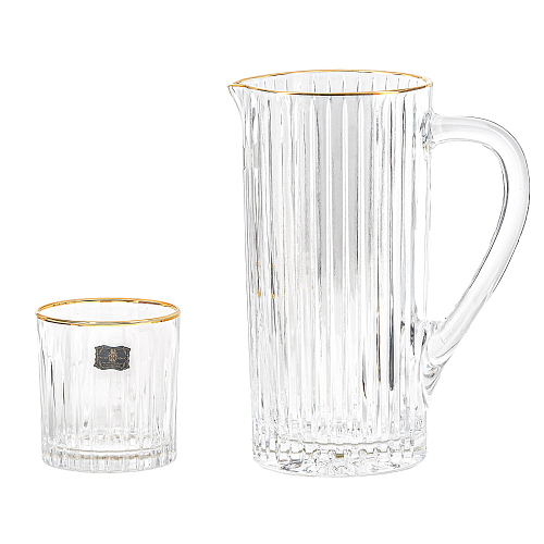 Набор 7пр графин и стаканы Золотая полоса Timeless Golden Rim AS Crystal