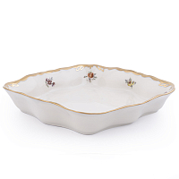 Салатник 18см квадратный Мейсенский цветок слоновая кость Аристократ Queen's Crown