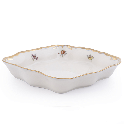 Салатник 18см квадратный Мейсенский цветок слоновая кость Аристократ Queen's Crown Салатник 18см квадратный Мейсенский цветок слоновая кость Аристократ Queen's Crown
