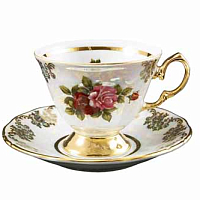 Набор кофейных пар 140мл 6шт Аристократ Роза Queen's Crown