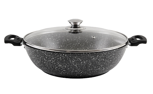 Сотейник 30см со с/ручками и со стек. кр Темный мрамор Кукмара