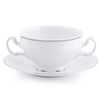 Набор бульонниц 180мл 6шт с ручками Платиновый узор Bernadotte