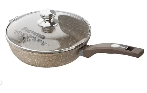 Сковорода 30см с ручкой и стек крышкой Гранит Brown Мечта