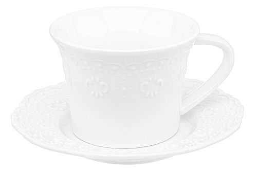 Чайная пара 220мл Белый узор Elan Gallery
