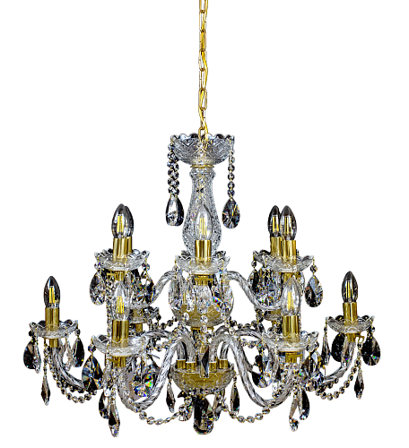 Люстра 12 рожковая 2 яруса золотые плафоны 4047 70/60см10kg 