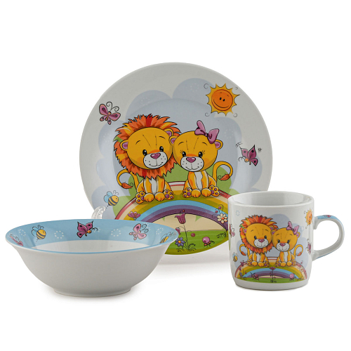 Набор детской посуды 3пр Львята Набор детской посуды 3пр Львята