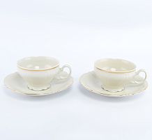 Набор чайных пар 155мл c б/руч Белый узор слоновая кость Bernadotte