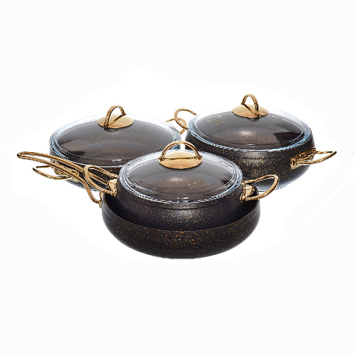 Набор посуды 7пр с а/п покрытием Repast Black Elite Gold Набор посуды 7пр с а/п покрытием Repast Black Elite Gold