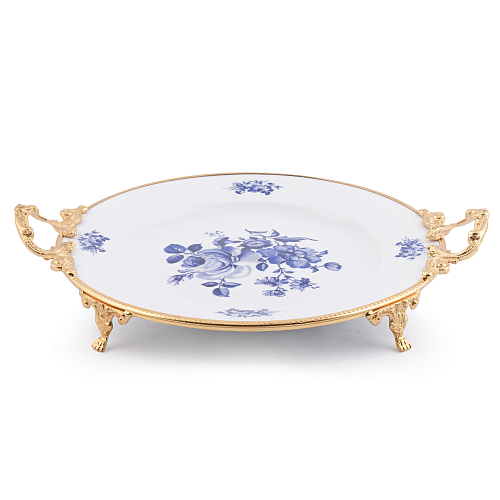 Поднос на ножках 42*31см с ручками Синие розы Paniz