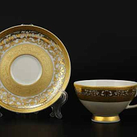 Набор чайных пар 155см 6шт Constanza Cream Royal Gold Falkenporzellan