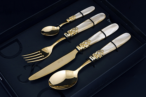 Набор столовых приборов 24пр France Gold Gold Champagne Pearl Domus Design
