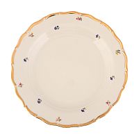 Блюдо круглое 31см 1шт Мелкие цветы широкая кайма Слоновая кость