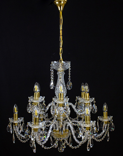 Люстра 12 рожковая 2 яруса золотые плафоны 4047 